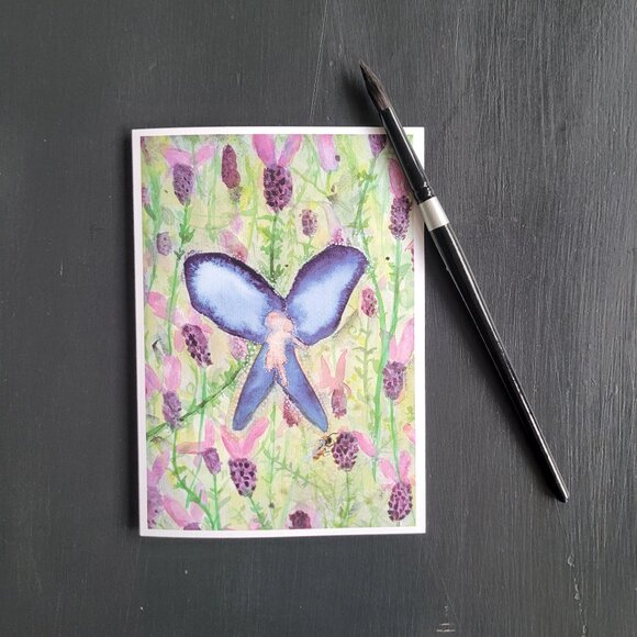 Fairies About - Set of 3 Whimsical Watercolor Fantasy Blank Greeting Cards - Picture 4 of 10